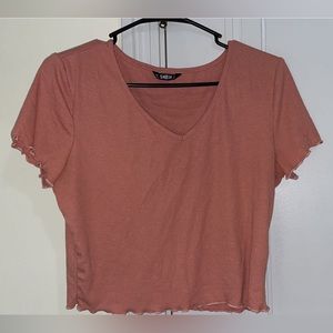 Shein Pink V Neck Crop Top Size L